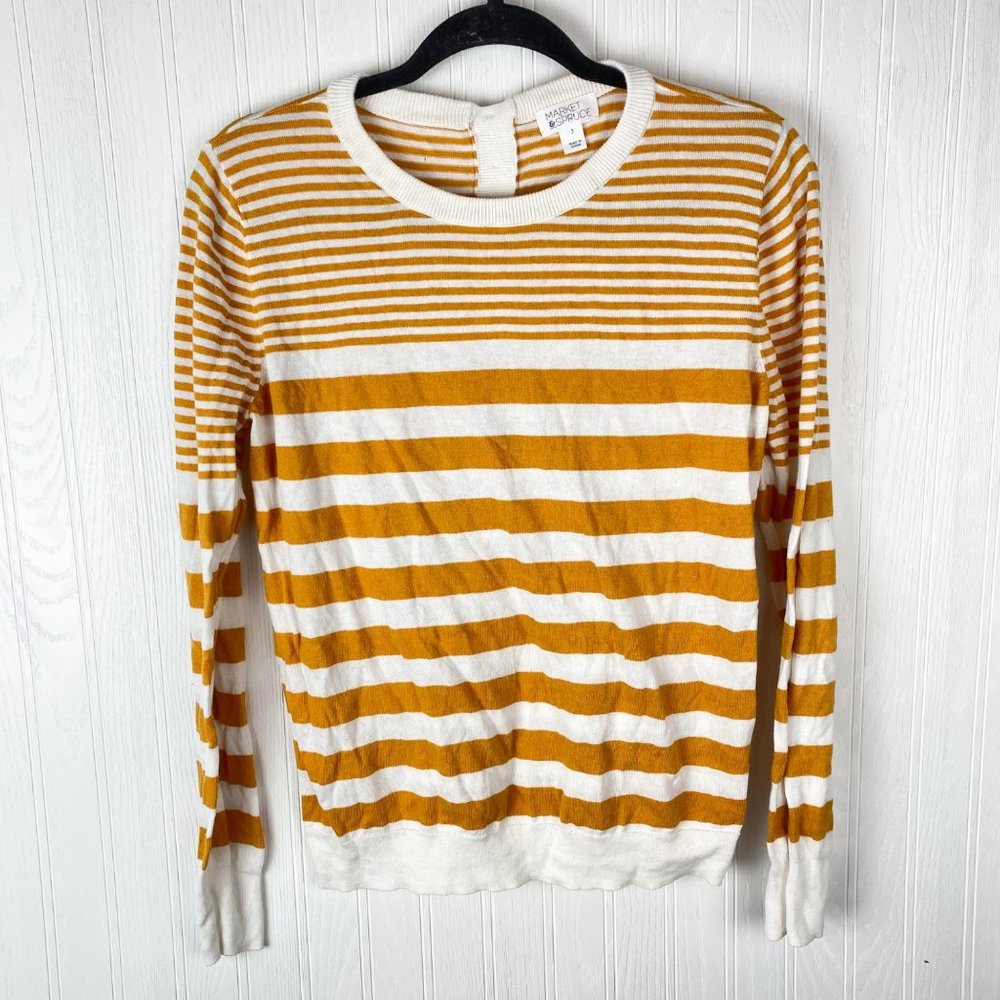 Market & Spruce Long sleeve knit top mustard stripe size large